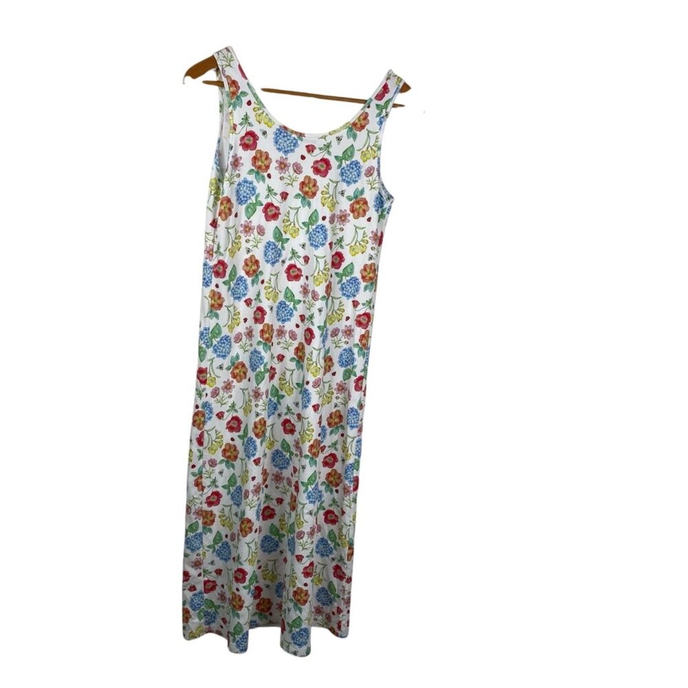 Cotn Women's Cottage Core Prairie Boho Floral Ladybug Bee Dress Multicolor Sz S - Picture 2 of 14